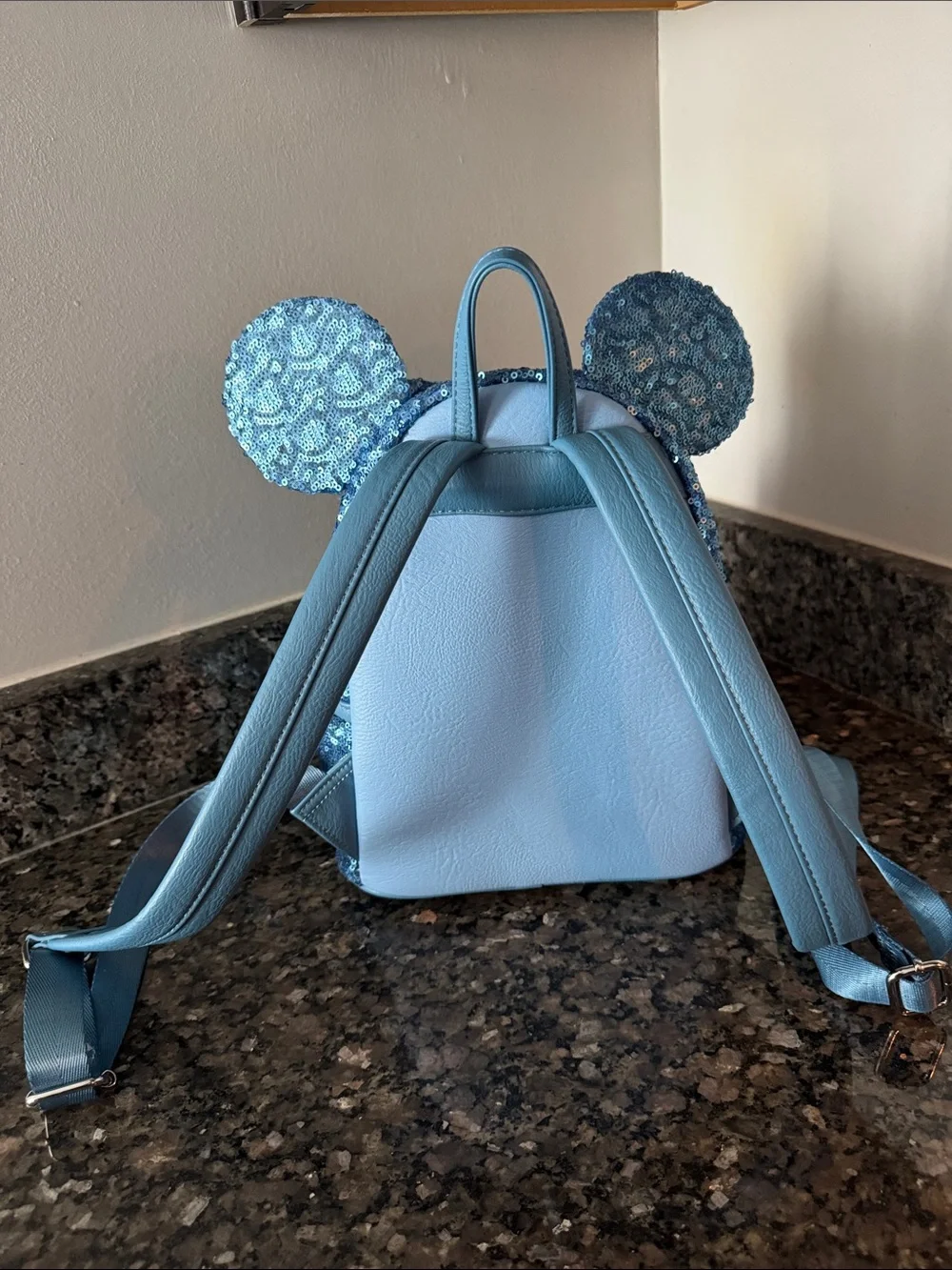 Loungefly Kids Blue Sequin Mini Backpack with Mouse Ears